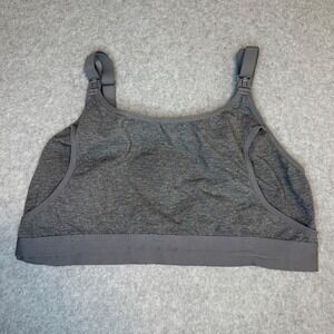 Momcozy Hands Free Pumping Nursing Bra‎ Gray Adjustable Maternity Size L EUC
